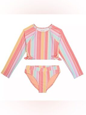ROXY girls Ocean Treasure Long Sleeve Crop Top Swimsuit Set size 14 **2 for 20**